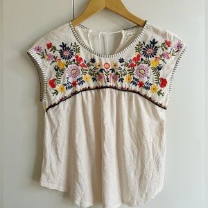 Hollister floral embroidered sleeveless blouse